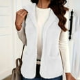 thumbnail image 6 of Fuzzy Fleece Vest for Women Hooded Sleeveless Fleece Vest Women's Warm Solid Color Button Jacket Home Coat Winter Clothes Parkas with Pocket, 6 of 10