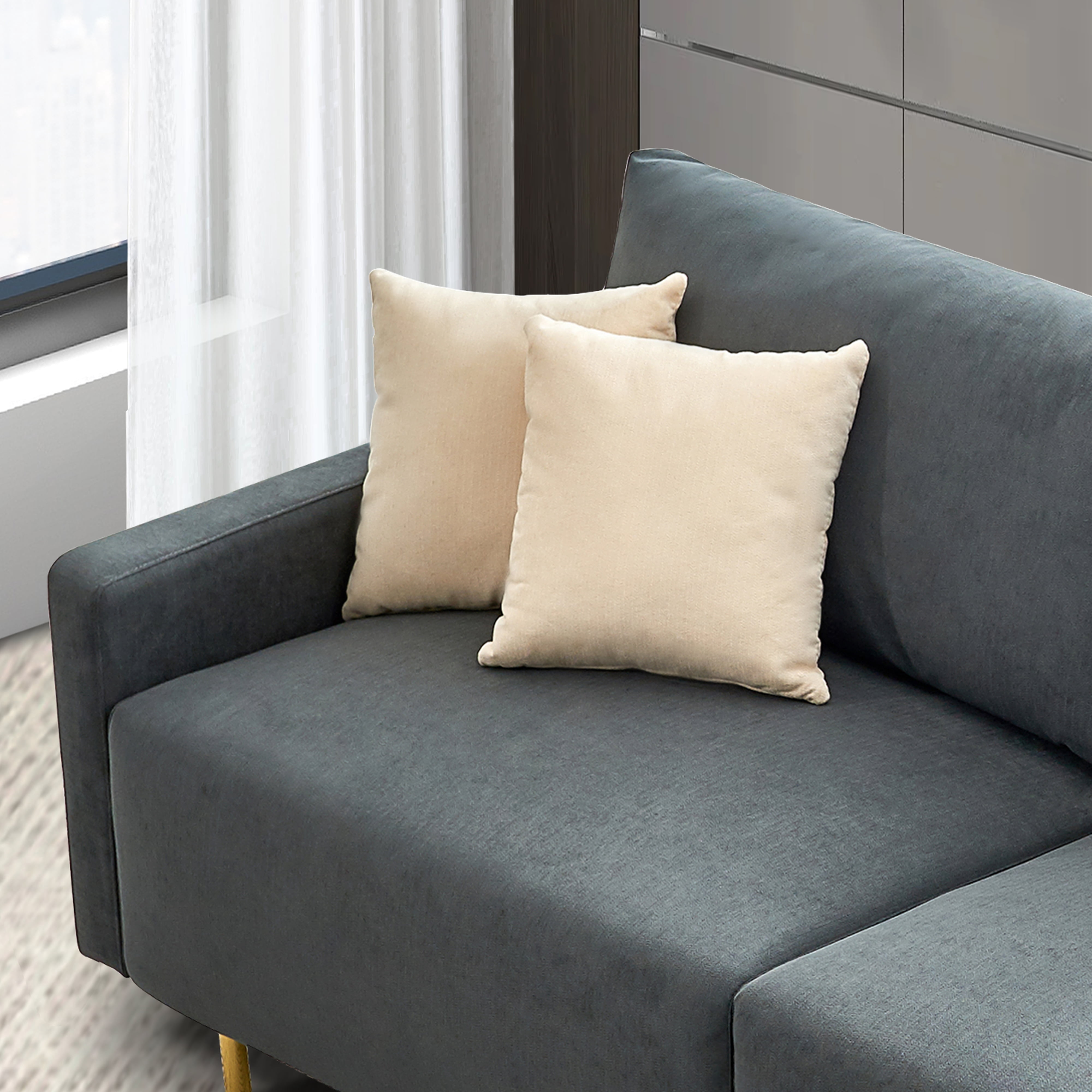 BSHTI 66.9 inch Modern Upholstered 2-Seat Loveseat Sofa,European style Loveseat Sofa for Livingroom(Navy Blue)