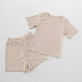 thumbnail image 2 of XMMSWDLA Boys/Girls Clothing Pack 1t-4y Toddler Kids Girls Boys Soft Comfy 2pcs Set Short Sleeve Shirts and Pants Sets Beige Newborn Matching Sets, 2 of 3