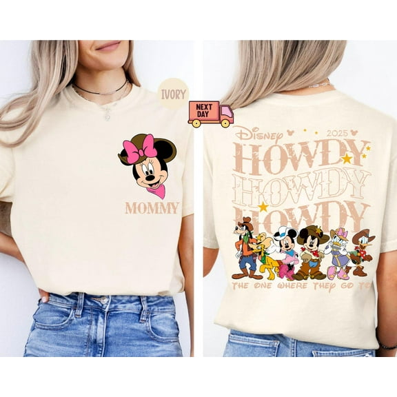 Mickey Minnie Howdy Shirt, Disney Western Family T-Shirt, WDW Family Trip 2025 Sweater, Western Style Sweatshirt, Family Matching Tee