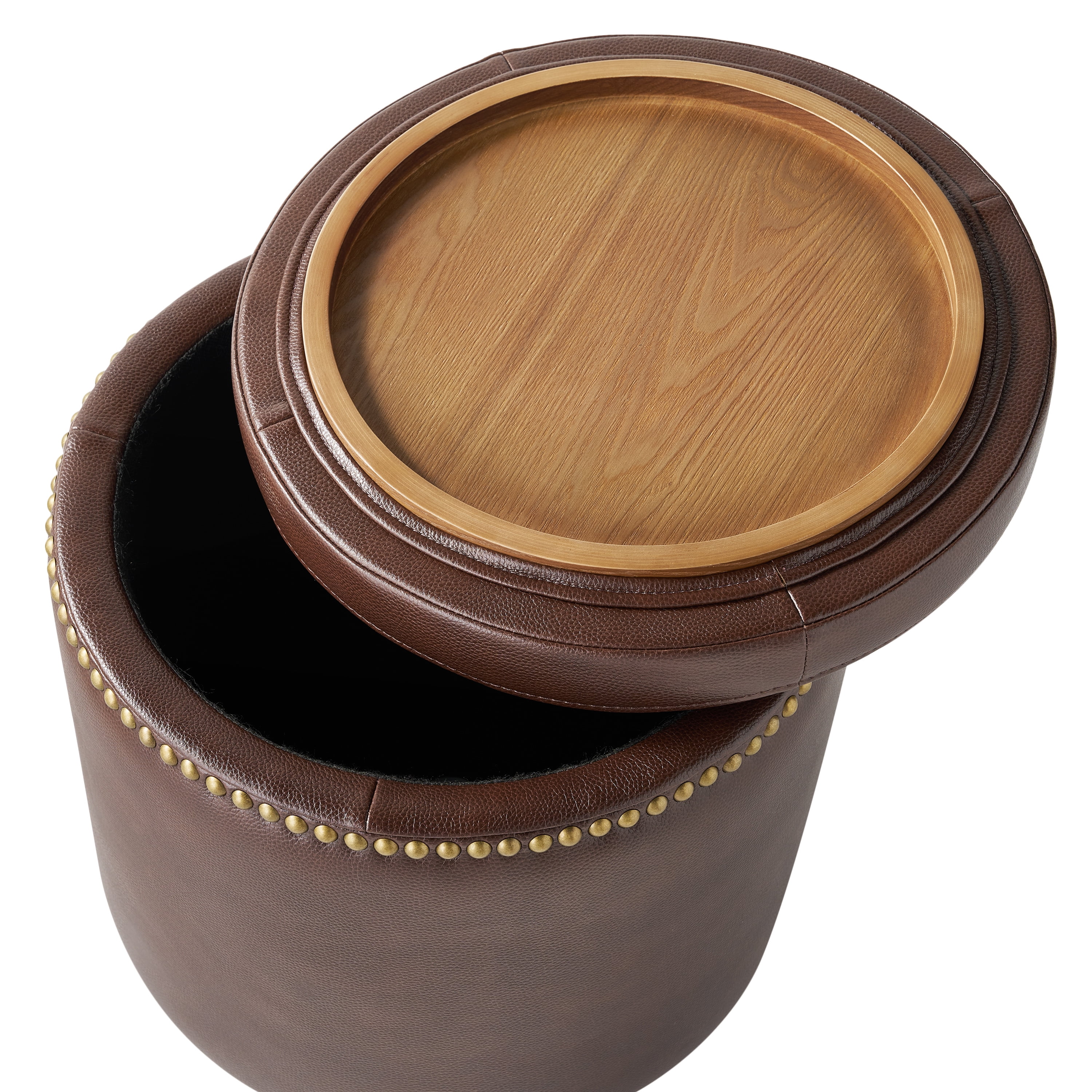 The Pioneer Woman Harper Round Storage Ottoman, Whiskey, 17.72 in