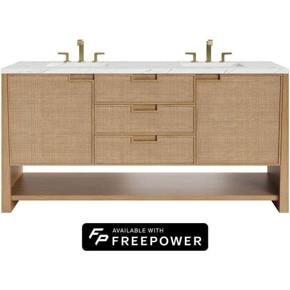 James Martin Vanities D225-V72-Fenc Solene 72" Free Standing Double Basin Oak Wood Vanity