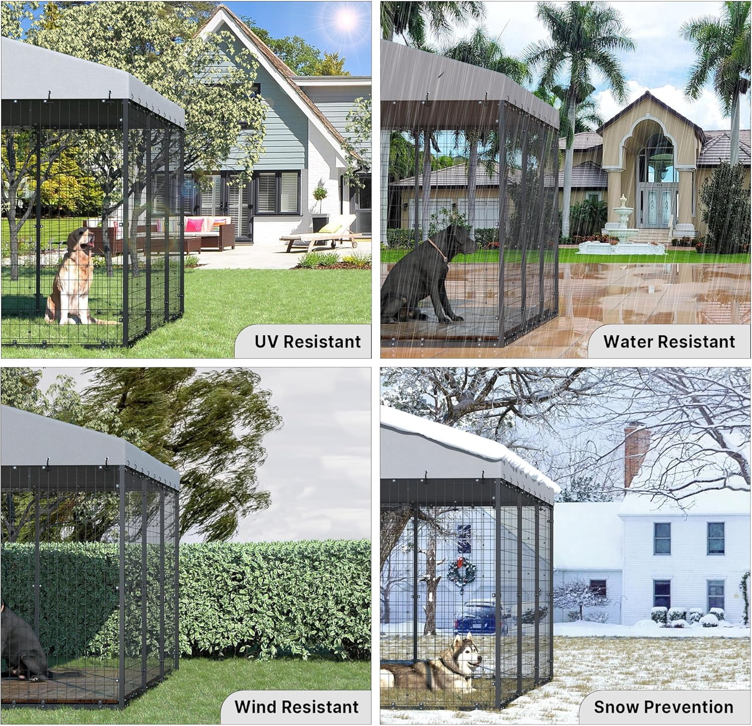 ALAULM 10x10x6 FT Large Outdoor Dog Cage, Heavy-Duty Kennel Enclosure with Weatherproof UV-Resistant Cover, Rust-Proof Galvanizing Steel Barrier Fence with Dual Safety Lock for Yard, Garden & Patio