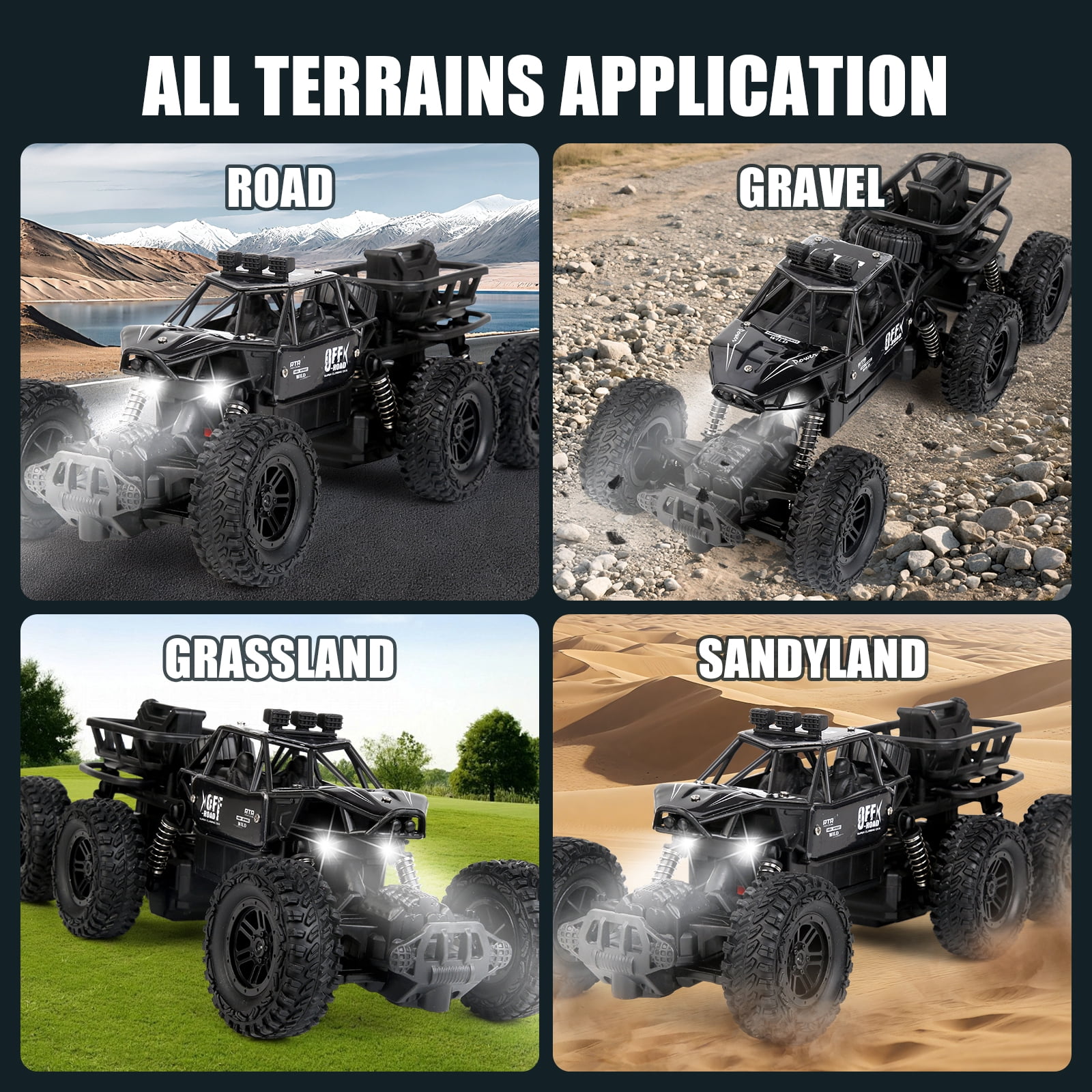 Remote Control Car, Big Monster Truck Toys RC Cars for Boys Kids Adults, 2.4Ghz 4WD 6-Wheel Off Road RC Monster Truck , RC Car Truck Rock Crawler Toy All Terrain Gifts for Adults Boys 8-16
