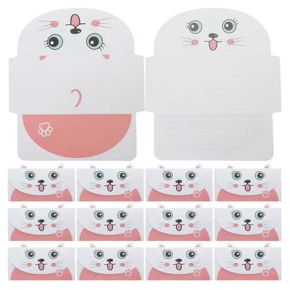 20pcs Cat Blank Greeting Cards And Envelopes Animal Cartoon For Kids Birthday Wedding Business Invitations Thank You Cards