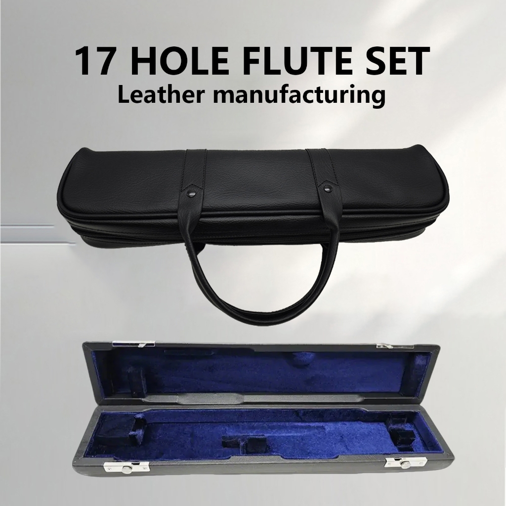 Yokua 17 Holes Flute Bag Dustproof Flute Carrying Case Padded PU Leather Flute Case