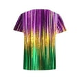 thumbnail image 4 of Gamivast Women Carnival Tops Striped Loose Crewneck Sequin Tees Holiday Short Sleeve Tunic Mardi Gras Party Blouse Fat-Tuesday Outfits 2026, 4 of 6