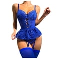 thumbnail image 1 of Gibobby Conjunto de lencería Sexy Camisón de encaje para mujer, lencería sexy de encaje para novia(Azul, XG), 1 of 5