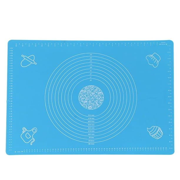 Tapete de silicona antiadherente para masa, resistente a altas temperaturas, de 64 x 45 cm, con escala para hornear (azul)