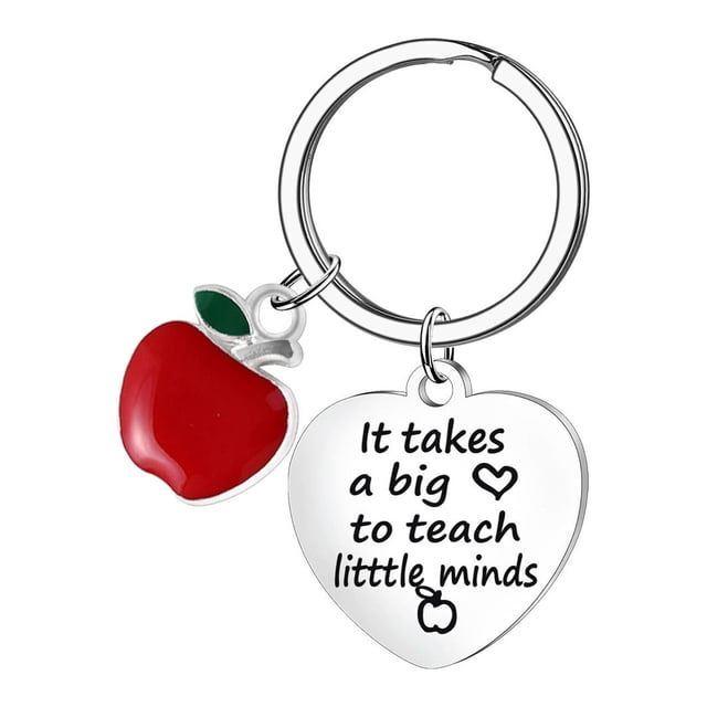 Stainless Steel Heart Shaped Keychain With Teacher Pendant For Teacher's Day Gift Decoration For Graduation Season (1PC)