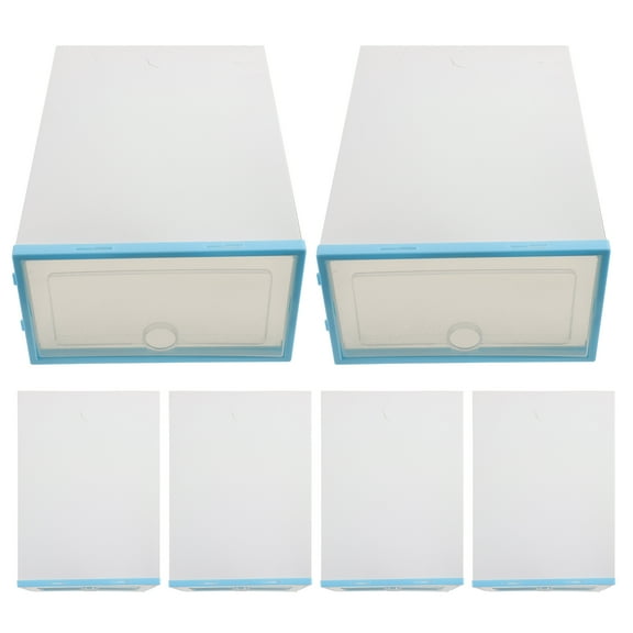 Foldable Shoe Boxes Storage Bin Shoe Boxes with Cover Water Proof Men and Women Blue 31*21*12cm 6 PCS