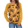 thumbnail image 3 of YVNAURA Women‘s Printed Long Sleeve Round Neck Sweatshirt Casual Loose Fit Pullover Lightweight Fashion Crewneck Top Fall Spring Trendy Graphic Tee Streetwear 1 Pack, Orange,L, 3 of 4
