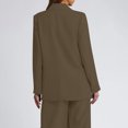 thumbnail image 3 of Quinlirra Women Blazers on Sale Women's Solid Color Shoulder Pad Without Collar Pocket Button Long Sleeved Flip Suit Jacket, 3 of 4