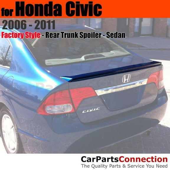 Trunk Spoiler Compatible With 2006 2007 2008 2009 2010 2011 Honda Civic Sedan Factory Style Lip Painted Color NH578 White