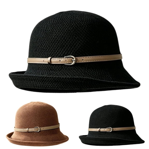 Women's Packable Short Brim Cloche Sun Hat Summer Bucket Bowler Church Cap