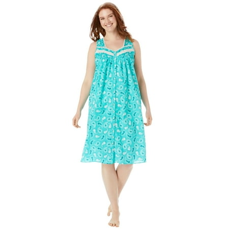 

Only Necessities Women s Plus Size Sleeveless Button Front Night Gown