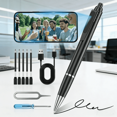 Portable Mini Body Camera Pen 64GB - 1080P HD Loop Recording, Long Battery Life Easy to Use Recorder for Business Meetings & Courses