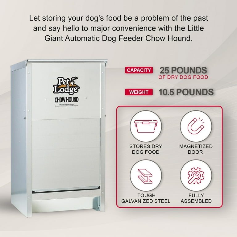 Pet Lodge Chow Hound 25lb Automatic Steel Dog Feeder, Dry Food