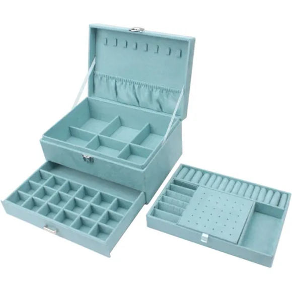 Estuche Y Caja Joyería Multifuncional Malubero Azul Multifuncional