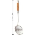 thumbnail image 2 of ABCISI Skimmer Spoon, 15.4inches Heavy Duty 304 Stainless Steel  Ladle with Cool-Grip Pear Wood Handles, Heatproof, Dishwasher Safe, Hanging Hook, 2 of 6