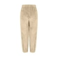 thumbnail image 6 of Solid Color Homewear Pants for Women Long High Waist Jogger Winter Comfort Fannal Pants Beige M, 6 of 7