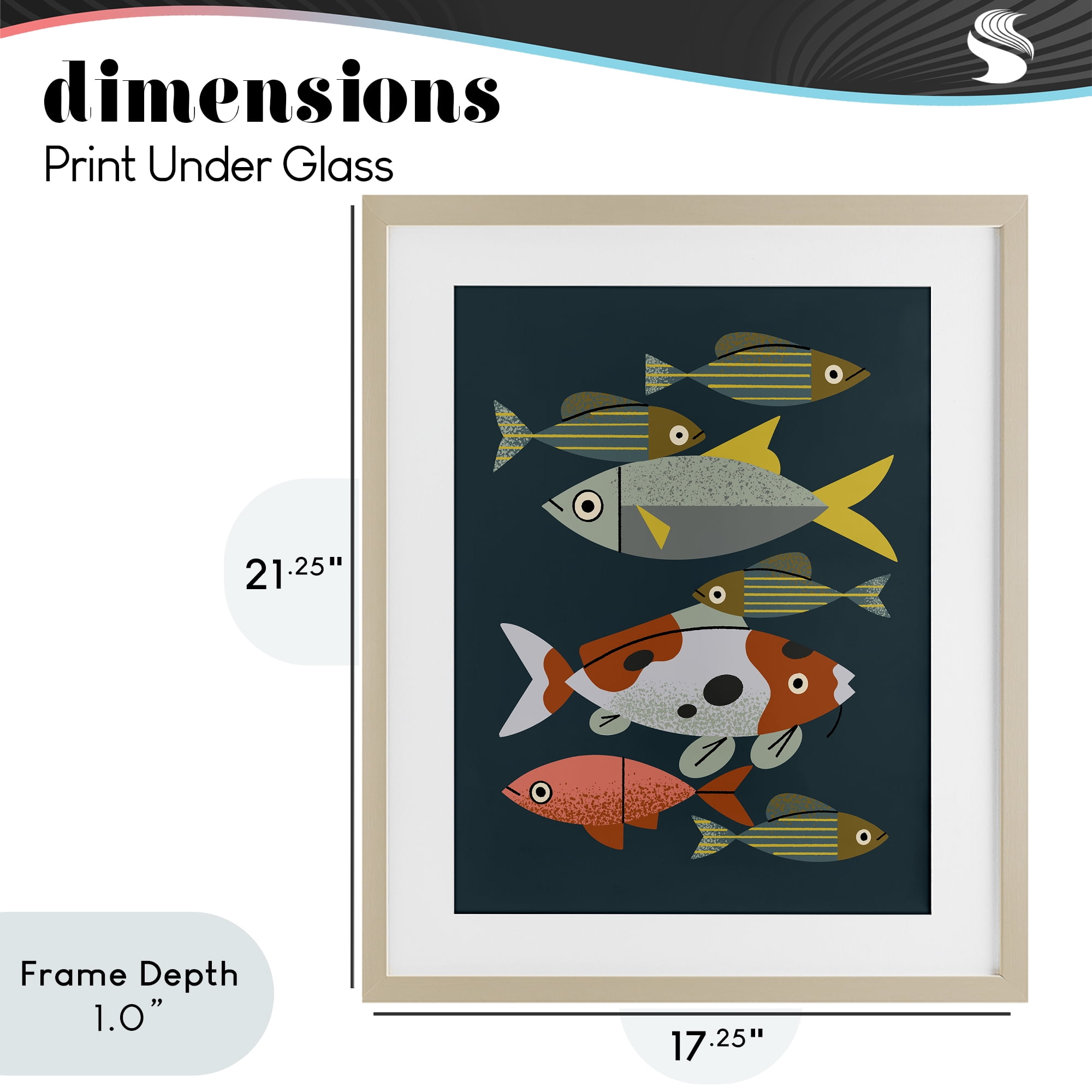 Stupell Industries Midcentury Pond Fishes Birch Framed Print Under Glass, design by Renea L. Thull