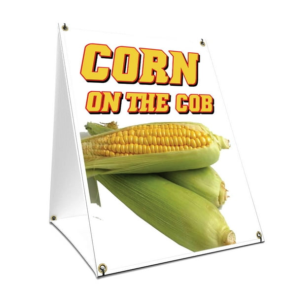 A-frame Sidewalk Corn On The Cob Sign With Graphics On Each Side | 24" X 36" Print Size