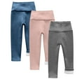 thumbnail image 2 of 3 Pack Girl's Fleece Lined Leggings Youth High Waist Warm Winter Athletic Yoga Pants with Pocket Dark Blue 8 Years, 2 of 3