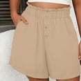 thumbnail image 2 of LOVZFMLL Women's Shorts for Casual Loose Fit Summer Beach Shorts Wide Leg Elastic Waist with Pockets 2025 Trendy Clothes Beige L, 2 of 9