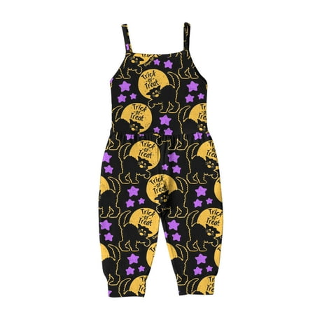 

Honeeladyy Sales Online Toddler Baby Girl Jumpsuits Cartoon Printing Strap Romper Pants With Pockets