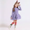 thumbnail image 2 of LNMQLPDBS Christmas Dresses for Teen Girls Black Christmas Dress Girls Christmas Baby Blue Dress Dresses with Sleeves 18 Months Girl Clothes Baby, Purple 4-5 Years, 2 of 5