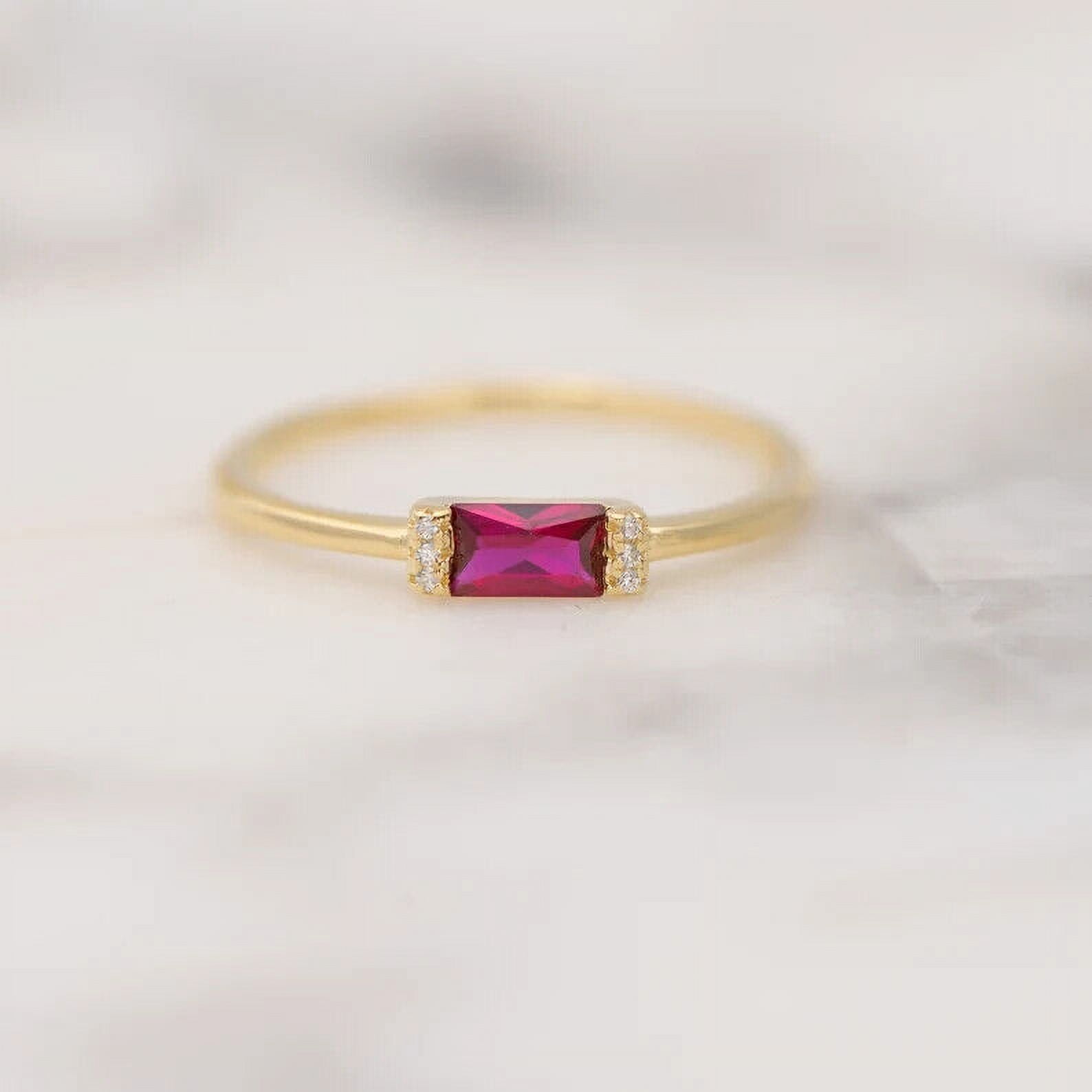 はち✨クリスマス直前商品❣️美しい❣️勝利に導く❣️Ruby ring✨ Ruby Dainty Baguette Stacking Ring Minimalist Ring Simple