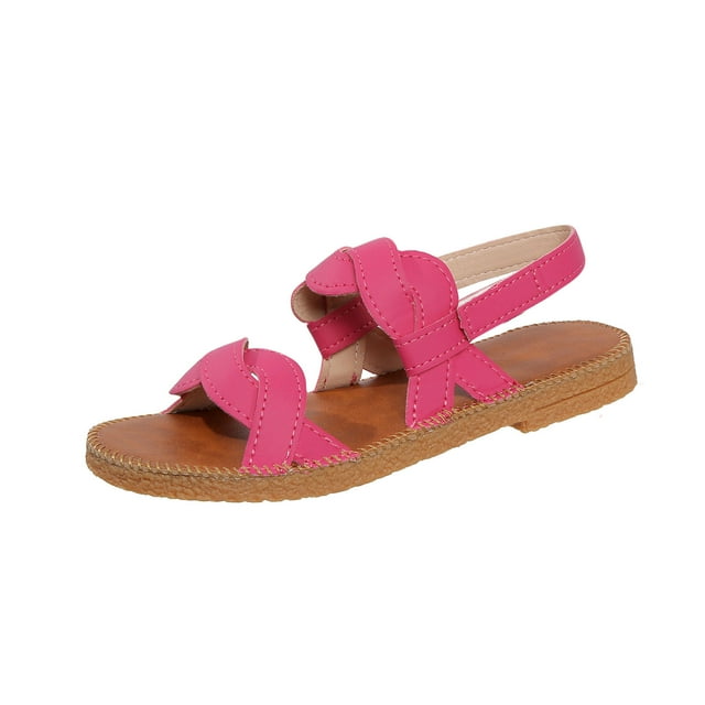 Flat Sandals for Women Slingback Cross Straps Open Toe Thick Sole Non Slip Beach Roman Sandals Hot Pink