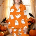 thumbnail image 2 of Afdoent Girls Pajamas Set Halloween Ghost Print Sleepwear Soft Long Sleeve Button-Down Sleepwear Nightwear 2Pcs Pajama Sets Loungewear Comfortable For Kids Holiday 7-8 Years, 2 of 5