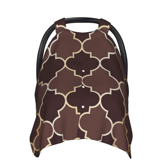 Car Seat Cover Baby - Brown Gold Grid Breathable Infant Car Seat Cover for Baby Carseat, Lightweight Comfort Baby Essentials Must Haves Newborn Stuff for Girl Boy