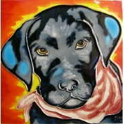 Continental Art Center BD-2170 8 by 8-Inch Black Dog with Red Background Ceramic Art Tile