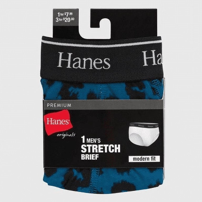 Hanes Originals Premium Men's Briefs - Blue Leopard Print, Small