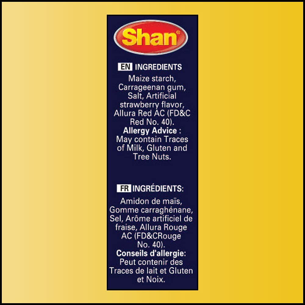 Shan - Custard Powder Strawberry 7 oz (200g) - Flan en Poudre la Fraise - Essential Dessert for any Occasion - Suitable for Vegetarians - Airtight Bag in a Box