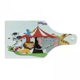 thumbnail image 1 of Circus Cutting Board, Performer Acrobat Animals in Circus Tent Happy Giraffe Joyful Art, Decorative Tempered Glass Cutting and Serving Board, Wine Bottle Shape, Red Green Yellow, by Ambesonne, 1 of 1