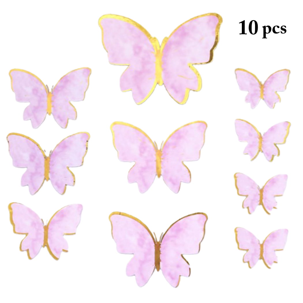 10 LARGE 3D RAINBOW PASTEL GLITTER BUTTERFLIES CONFETTI TABLE DECORATION TOPPERS 