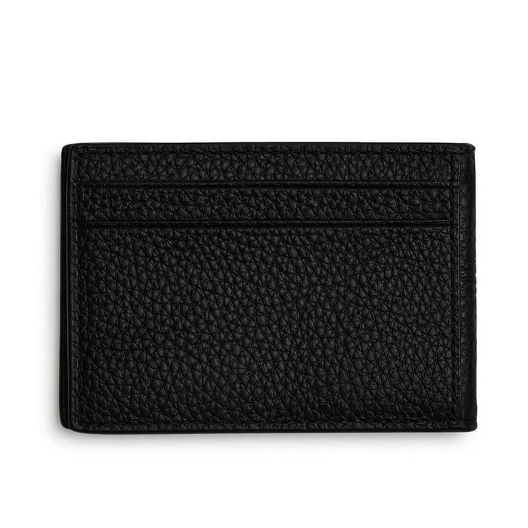 Coach Men's Small Bifold Pebbled Leather Card Case (Black