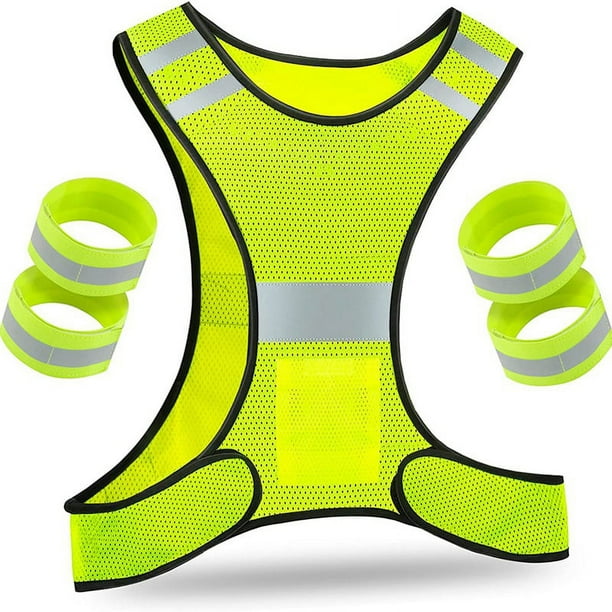 Chaleco Reflector - Chaleco de Bicicleta de Alta Visibilidad con Ajustable y 4 Reflectores para Correr