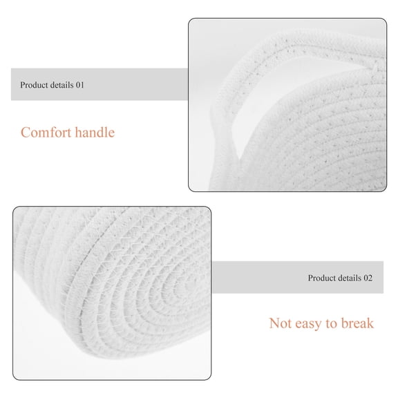 LOLIPPYY 2Pcs Cotton Rope Storage Baskets White with Handles Versatile Woven Home Organizers