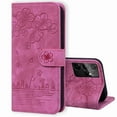 thumbnail image 2 of Decase for Samsung Galaxy S21 Ultra Case Shockproof PU Leather Retro Flower Embossed Wallet Flip Case Magnetic Stand with Card Slot Folio Cover,Red, 2 of 5