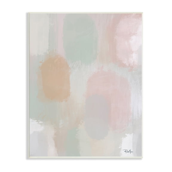 Stupell Industries Soft Pastel Abstract Painting Tranquil Pink Green Shapes, 10 x 15,Design by Robin Maria