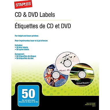 Staples CD/DVD Labels, 50/Pack (33013-CC)
