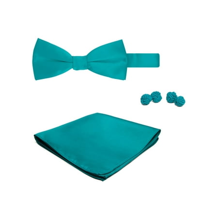 - Jacob Alexander Solid Color Men's Bowtie Hanky and Cufflink Set