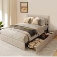 thumbnail image 1 of Zocalo Base de Cama  Full Size | Cama con Almacenamiento, Respaldo Ajustable y 4 Cajones-Beige, 1 of 9