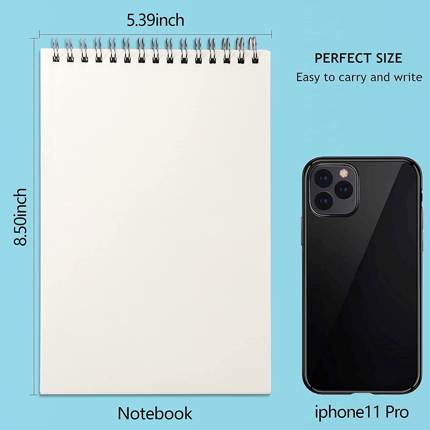 Xiao Hua 3 top bound spiral notebooks, 8.2 inches x 5.8 inches, 80 sheets/160 pages, standard line spacing paper, A5 spiral notebook with horizontal lines, suitable for office supplies
