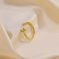 thumbnail image 3 of HIJONES Women's Dainty Cross Thin Micro Pave CZ Ring Open Ring Engagement Wedding Band Adjustable Gold, 3 of 6